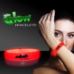 9" Deluxe Single Color Triple Wide Red Glow Bracelet with Logo