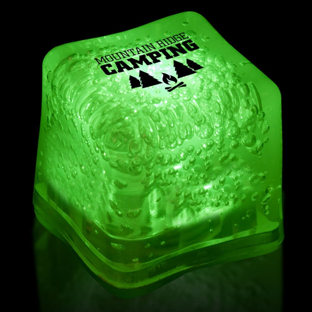 Custom 1 3/8" Digi-Printed Green Lited Ice Cube