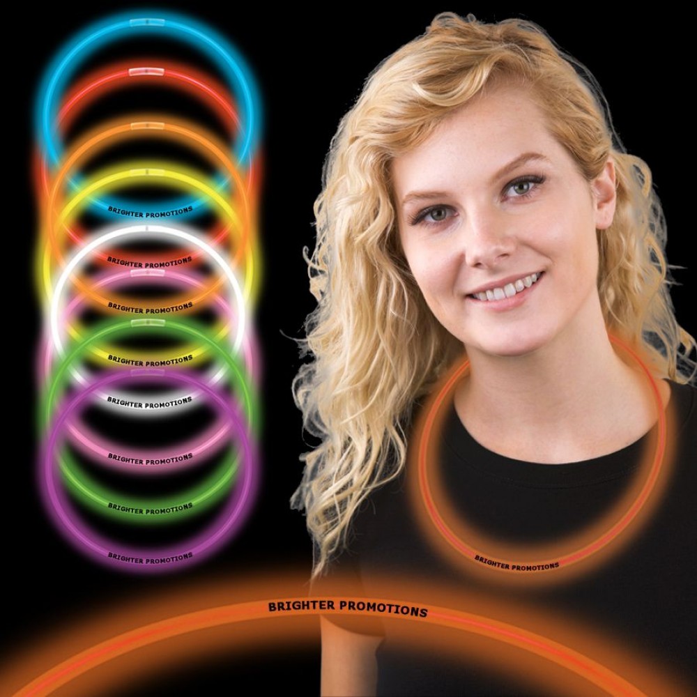 Personalized 22" Pad Printed Single Color Superior Orange Glow Necklace Personalized 22" Pad Printed Single Color Superior Orange Glow Necklace