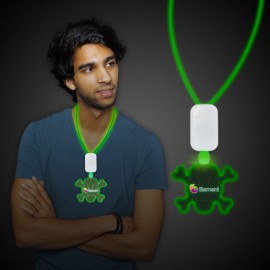 Promotional Green Clear Plastic Pad Printed Necklace w/Skull Medallion  Promotional Green Clear Plastic Pad Printed Necklace w/Skull Medallion
