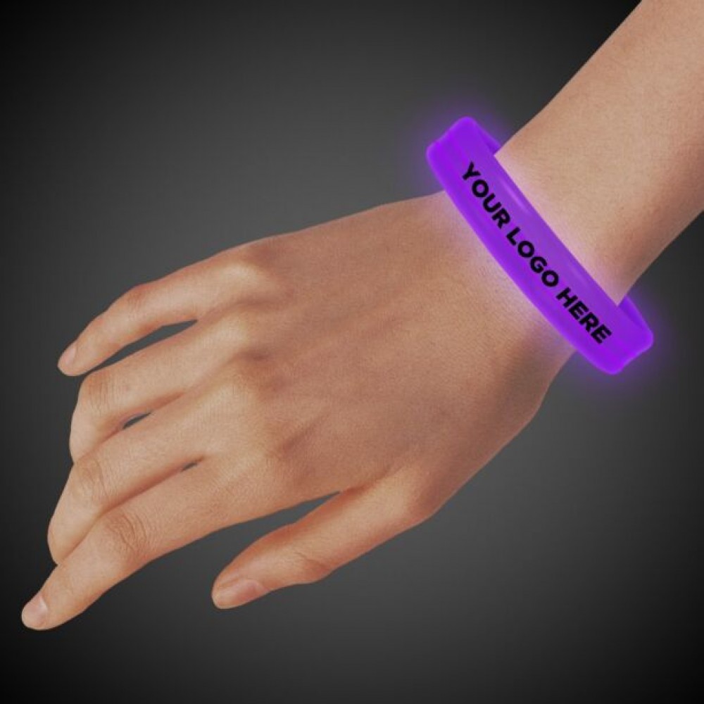 Purple Deluxe Triple Wide X-Large 9" Glow Bracelet with Logo