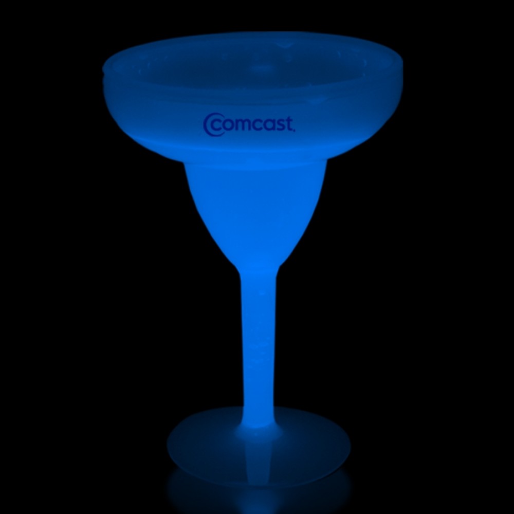 Logo Branded 10 Oz. Blue Glow Margarita Glass