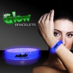 Promotional 9" Deluxe Single Color Triple Wide Blue Glow Bracelet