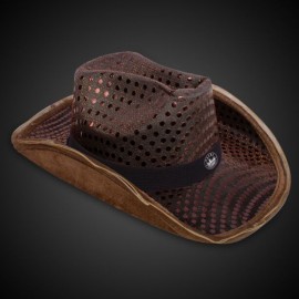 Customized Brown Light Up Sequin Cowboy Hat w/Black Band
