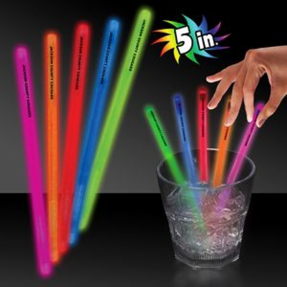 Customized 5" Single Color Glow Swizzle Stirrer Sticks Customized 5" Single Color Glow Swizzle Stirrer Sticks