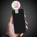 Imprinted Light Up White Circle Clip-On with Logo