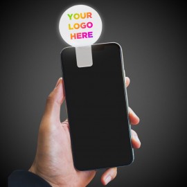 Imprinted Light Up White Circle Clip-On with Logo