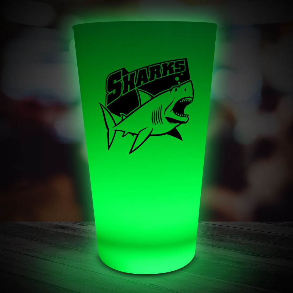 16 Oz. Green Neon Look Pint Glass with Logo
