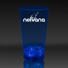 Customized 16 Oz. Pad Printed Blue Light-Up Pint Glass