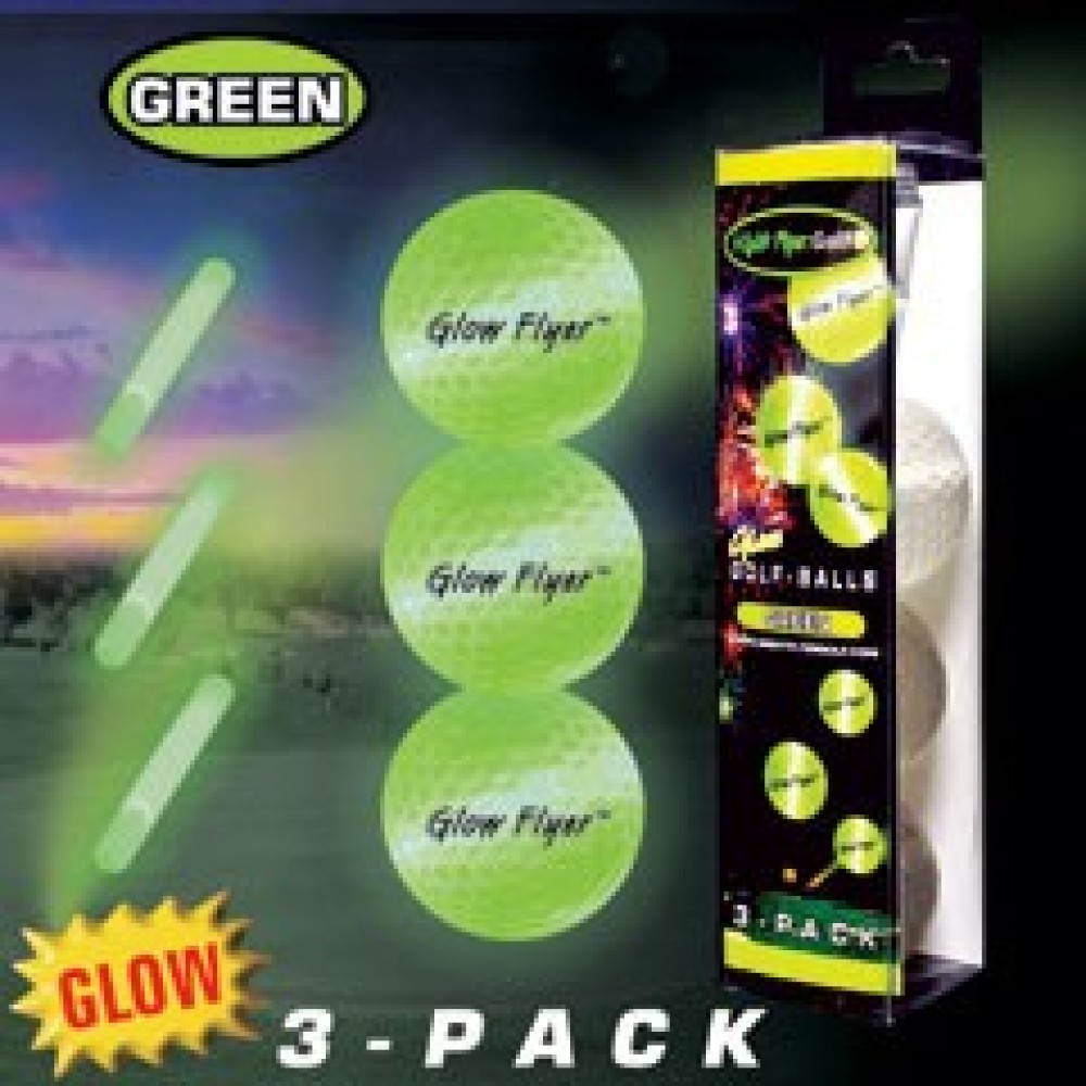 Glow Flyer Green Golf Balls (3 Pack) with Logo Glow Flyer Green Golf Balls (3 Pack) with Logo