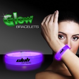 9" Deluxe Single Color Triple Wide Purple Glow Bracelet with Logo