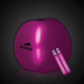 24" Pink Light Up Translucent Inflatable Beach Ball with Logo  24" Pink Light Up Translucent Inflatable Beach Ball with Logo