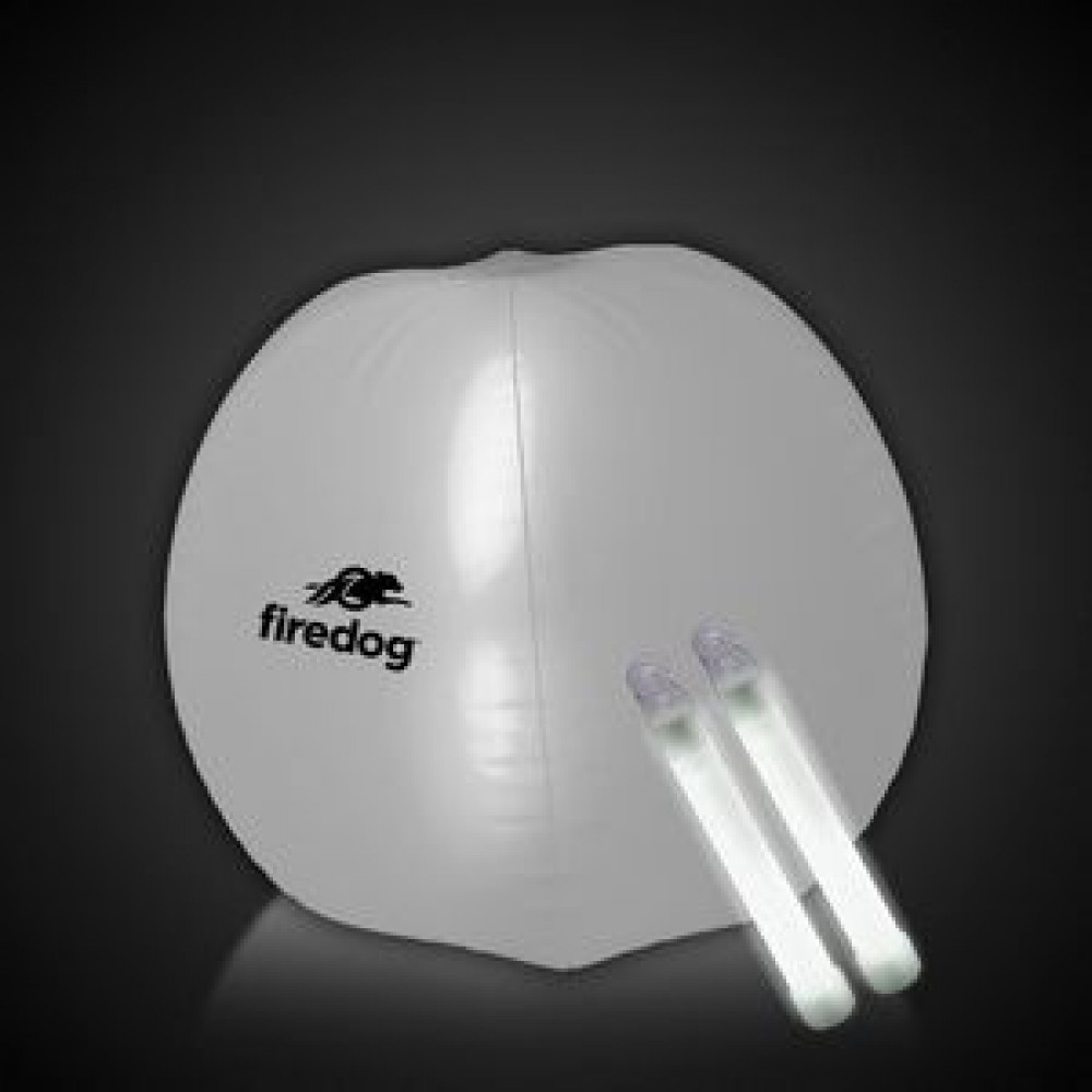 24" White Light Up Translucent Inflatable Beach Ball with Logo