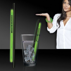 Customized 9" Green Deluxe Glow Straw & Bracelet