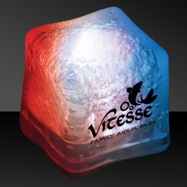 1 3/8" Pad Printed Red/White/Blue Lited Ice Cube with Logo  1 3/8" Pad Printed Red/White/Blue Lited Ice Cube with Logo