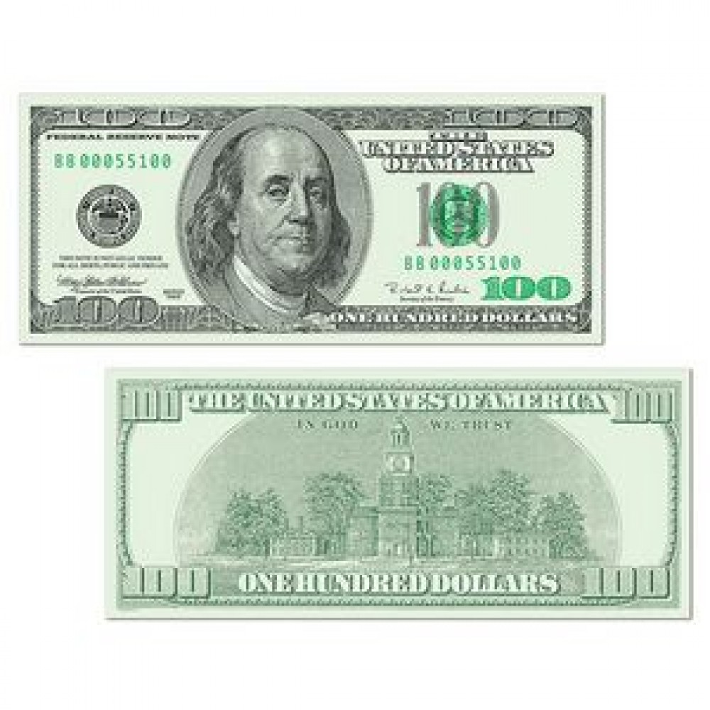 Big Bucks Cutout $100 Bill Custom Printed - Bravamarketing ...