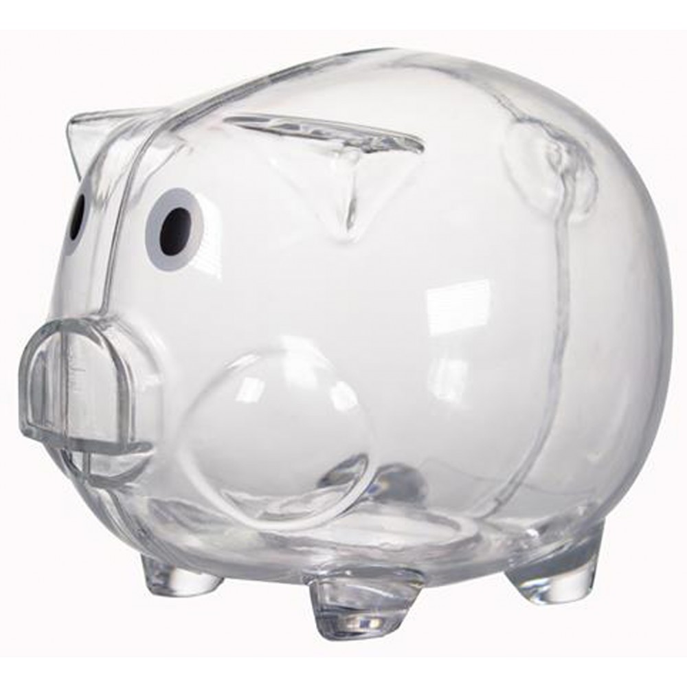 Clear Plastic Piggy Bank with Logo