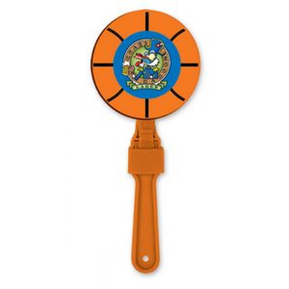 Basketball Clapper w/ Custom Printed Round Decal Custom Imprinted Basketball Clapper w/ Custom Printed Round Decal Custom Imprinted