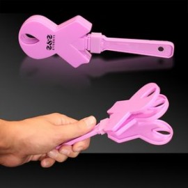 Logo Branded 6 3/4" Pink Ribbon Hand Clapper