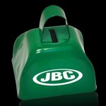3" Pad Printed Green Metal Cowbell with Logo