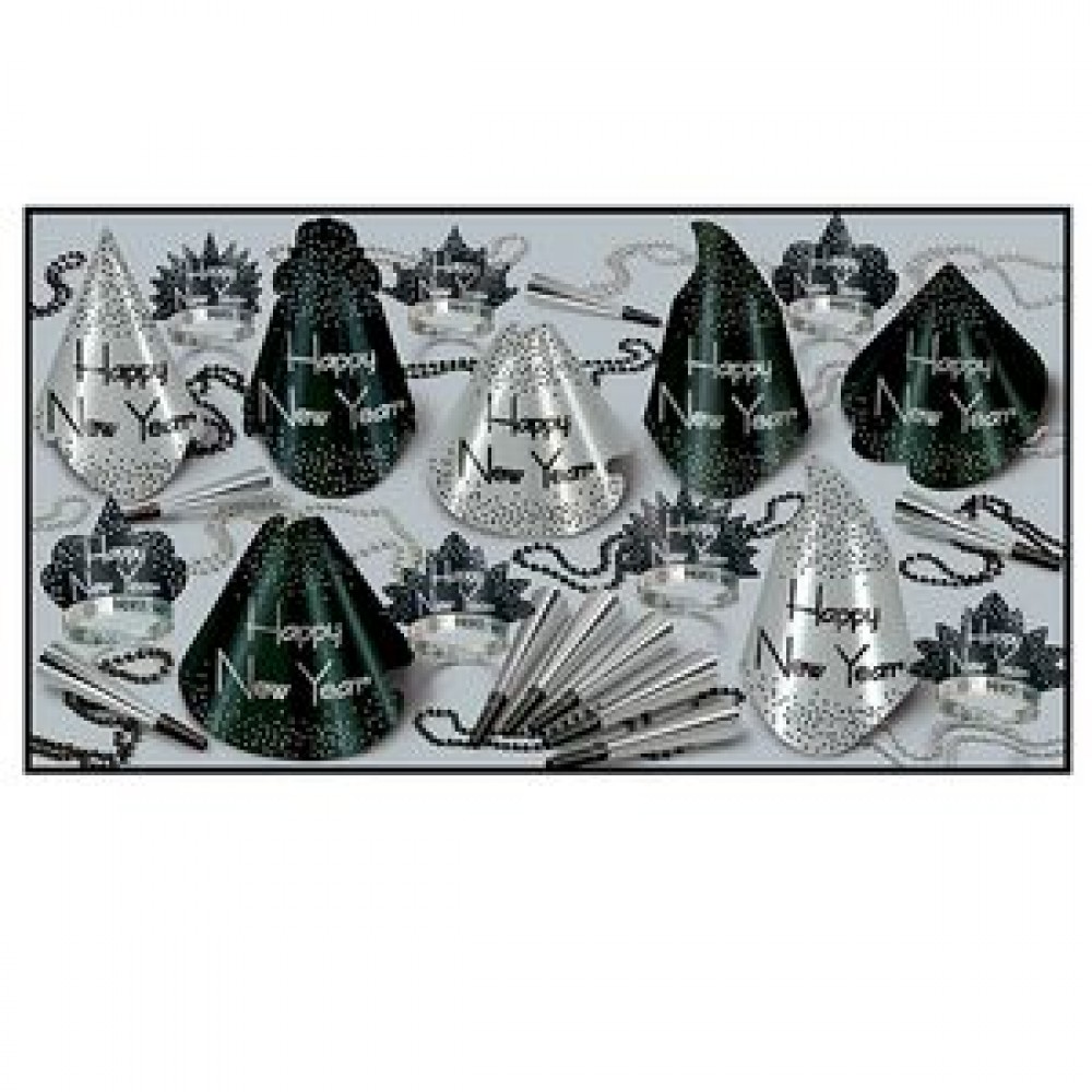 Custom Imprinted Sparkling Silver New Year Assortment For 50 People Custom Imprinted Sparkling Silver New Year Assortment For 50 People