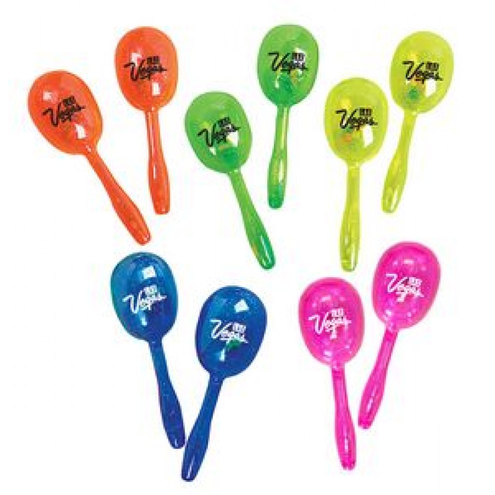 5" Neon Glitter Maraca Party Noise Maker - Sports, Party, Toy Noisemaker with Logo