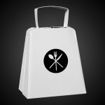 Large Pad Printed White Metal Cowbell with Logo