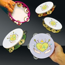 Customizes 5 1/2" Digi-Printed Tambourine w/Metal Ringers