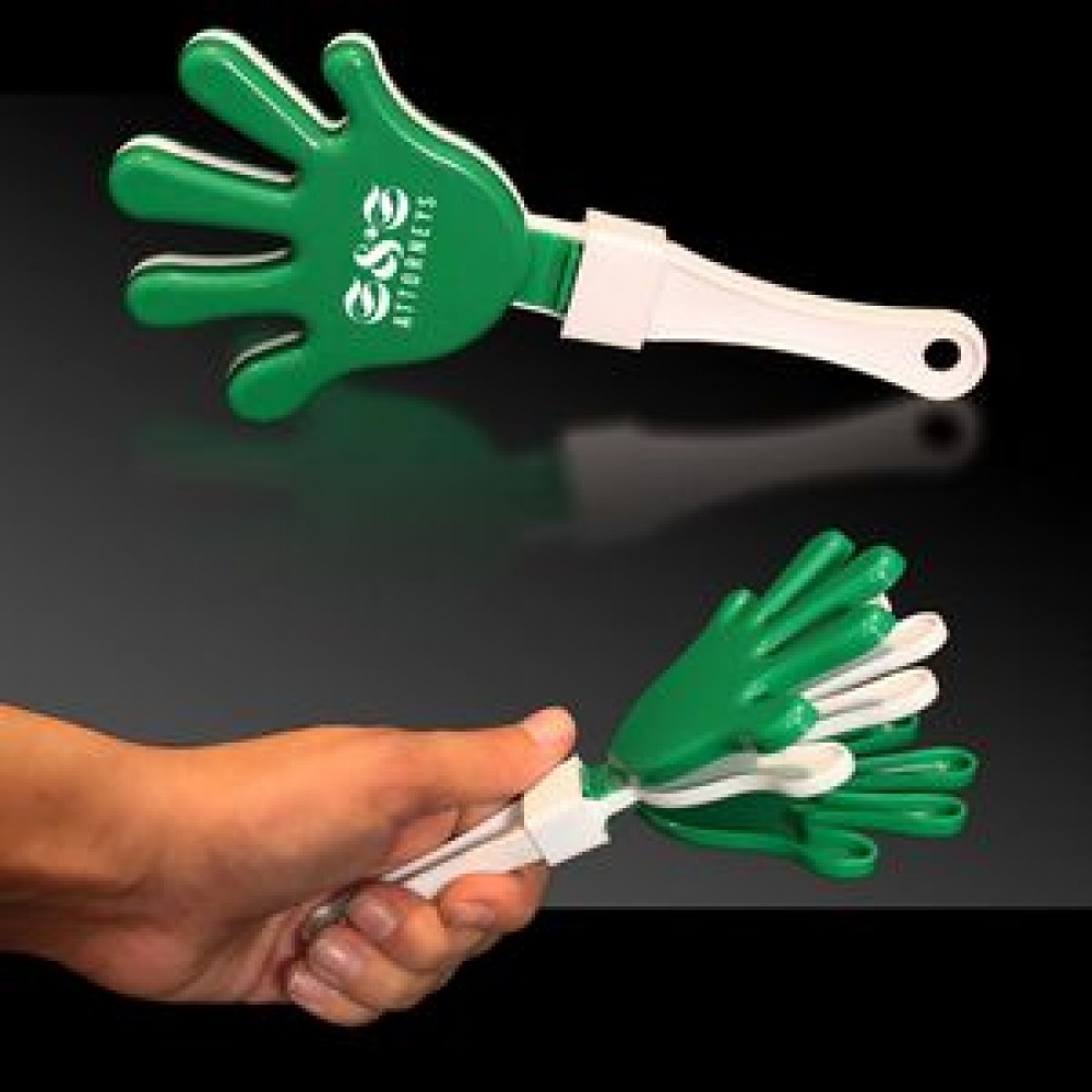 7" Pad Printed Green & White Hand Clapper with Logo