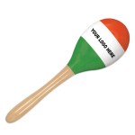 Wooden Red, White, and Green Maraca's w/ a Custom Direct Pad Print on the White Stripe with Logo