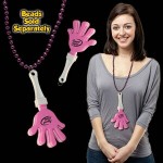 Pink & White Hand Clapper w/ Attached J Hook Custom Imprinted