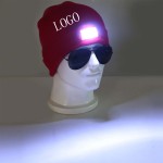 LED Luminous Beret Knit Beanie Hat with Logo