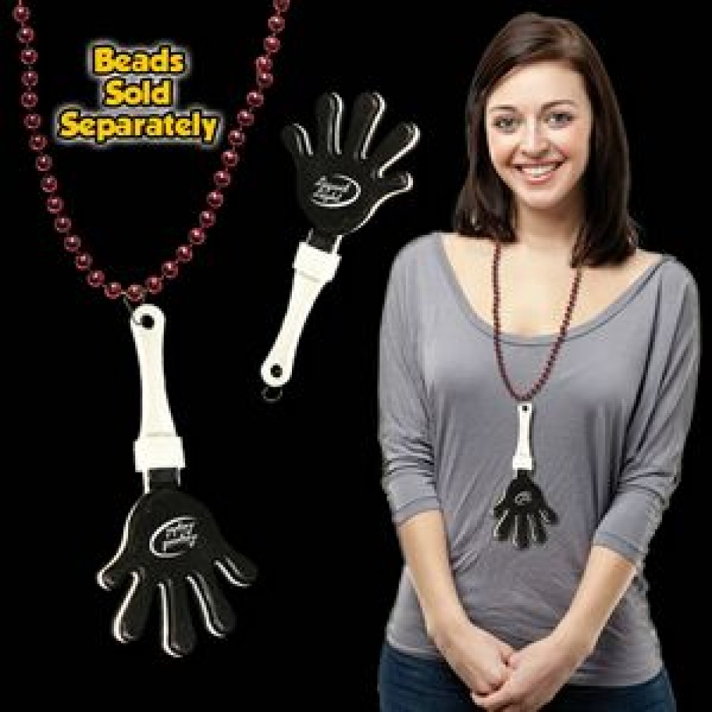 Black & White Hand Clapper w/ Attached J Hook Custom Imprinted Black & White Hand Clapper w/ Attached J Hook Custom Imprinted