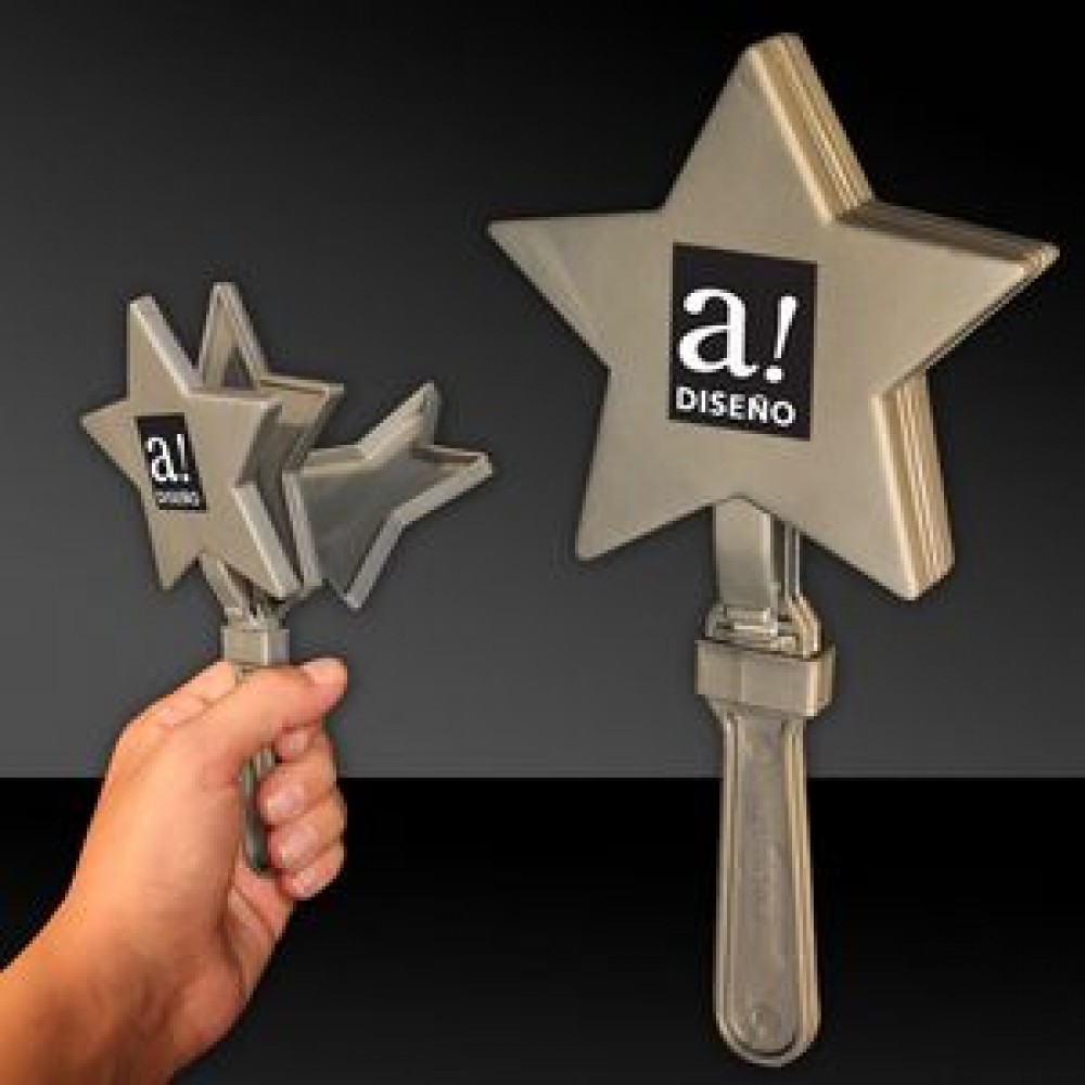 7 1/2" Silver Star Hand Clappers Logo Branded