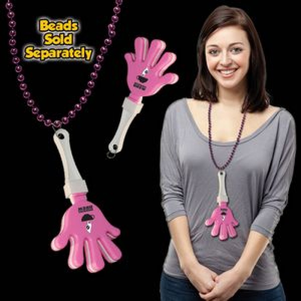 Pad Printed Pink & White Hand Clapper w/Attached J Hook with Logo
