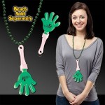 Logo Branded Green & White Hand Clapper w/ Attached J Hook