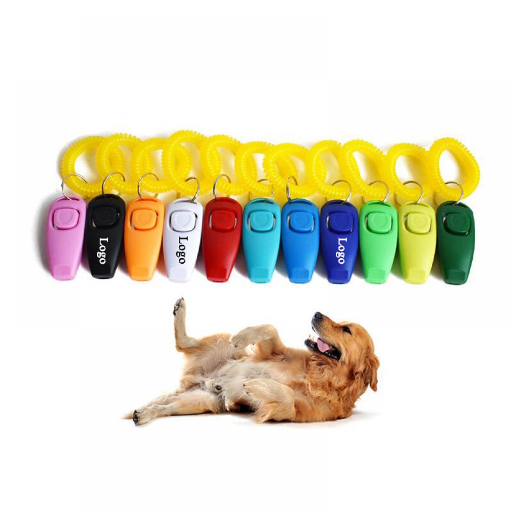2-in-1 Pet Clicker Whistle Keychain with Logo