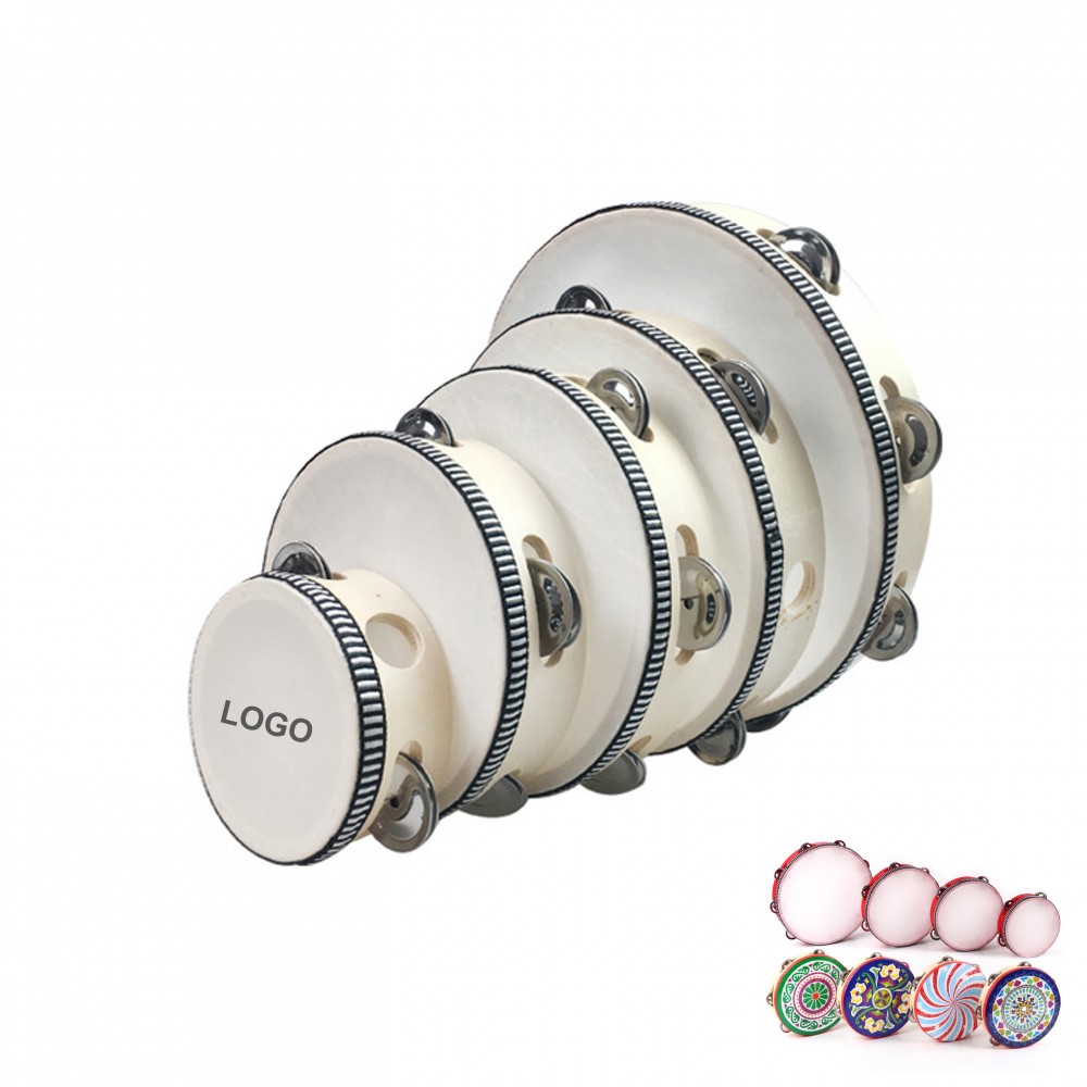 Logo Branded Wooden Tambourine with Metal Ringers (direct import)