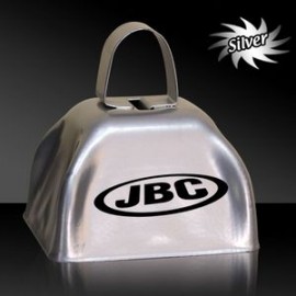 3" Pad Printed Silver Metal Cowbell with Logo