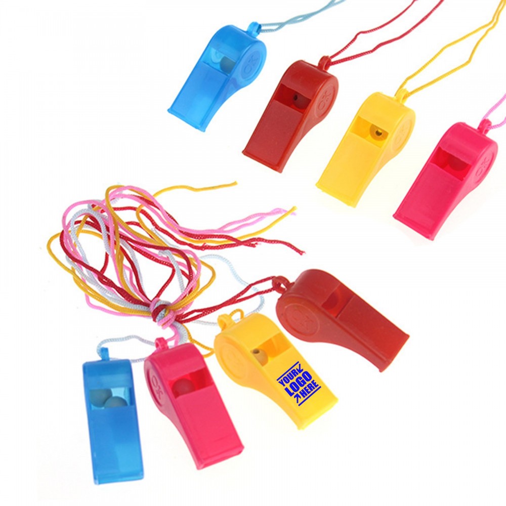 Plastic Emergency Whistles with Lanyard Loud Crisp Sound with Logo