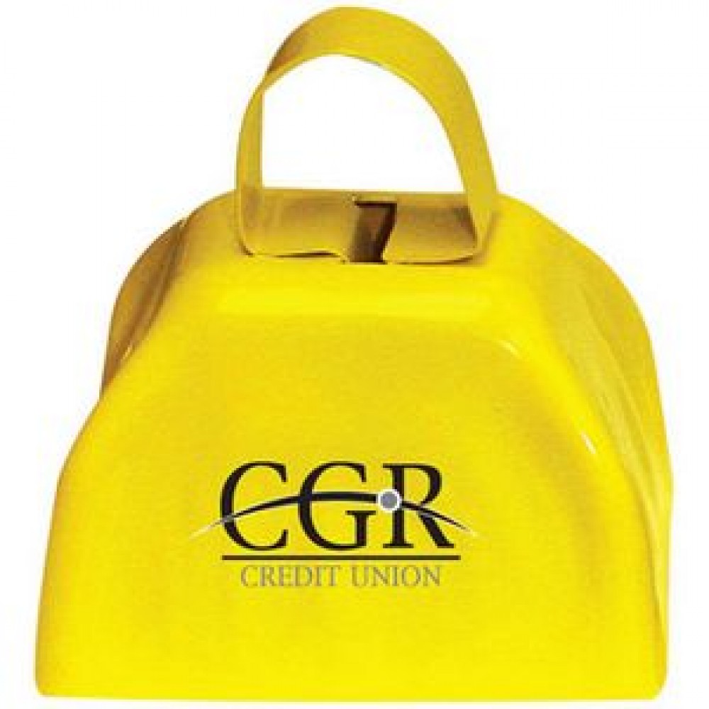 3" Yellow Colored Metal Cowbells Custom Imprinted 3" Yellow Colored Metal Cowbells Custom Imprinted