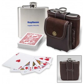 Hip Flask and Playing Cards with Logo