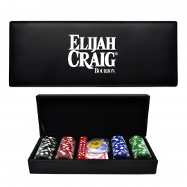 100-Piece Poker Chip Set w/ Black Vinyl Case (1 Side Chip Imprint) Custom Imprinted