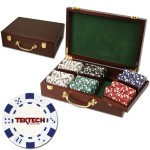 Custom Printed 300 Foil Stamped poker chips in Oak wood case - Dice design