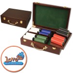 Custom Imprinted Poker chips set with Oak wood case - 300 Full Color chips