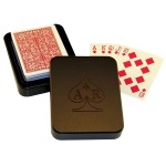 Promotional Wood Single Deck Playing Card Box w/Cards