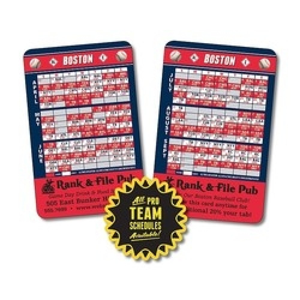 Laminated Wallet Card - 3.5"x2.25" Baseball Schedules (2-Sided) - 14 Point with Logo