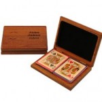 Custom Wood Double Deck Playing Card Box w/Cards
