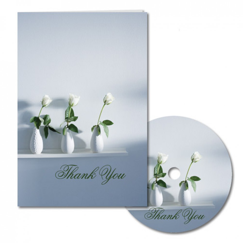 Personalized White Rose Thank You Note with Matching CD