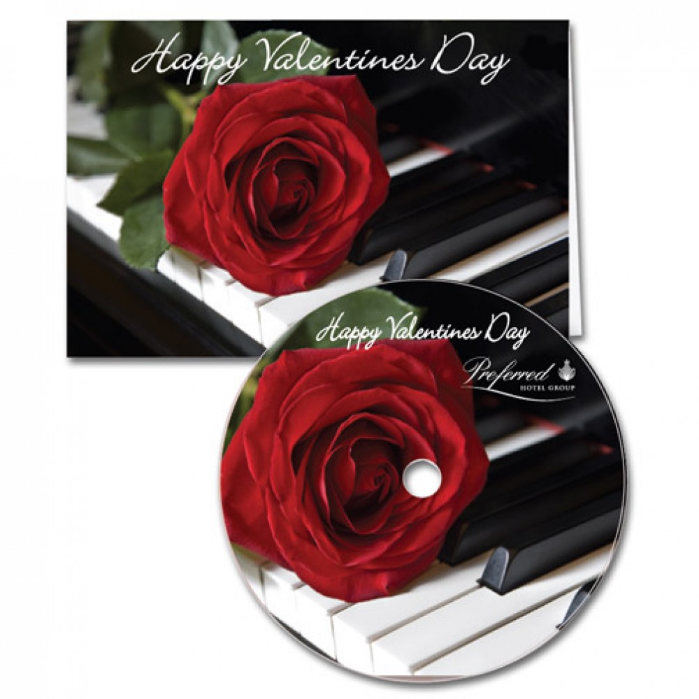 Single Rose Valentine's Day Greeting Card with Matching CD with Logo Single Rose Valentine's Day Greeting Card with Matching CD with Logo
